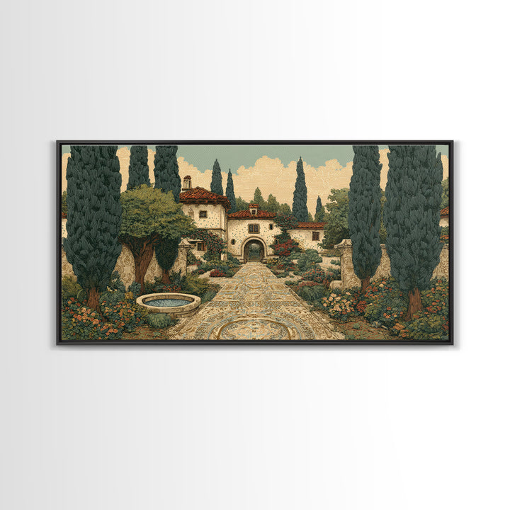 Country Lane Lined Framed Canvas Print, French Country Art, Contemporary Art, Farmhouse Decor, Abstract Art, Country, FCA-2x1-91