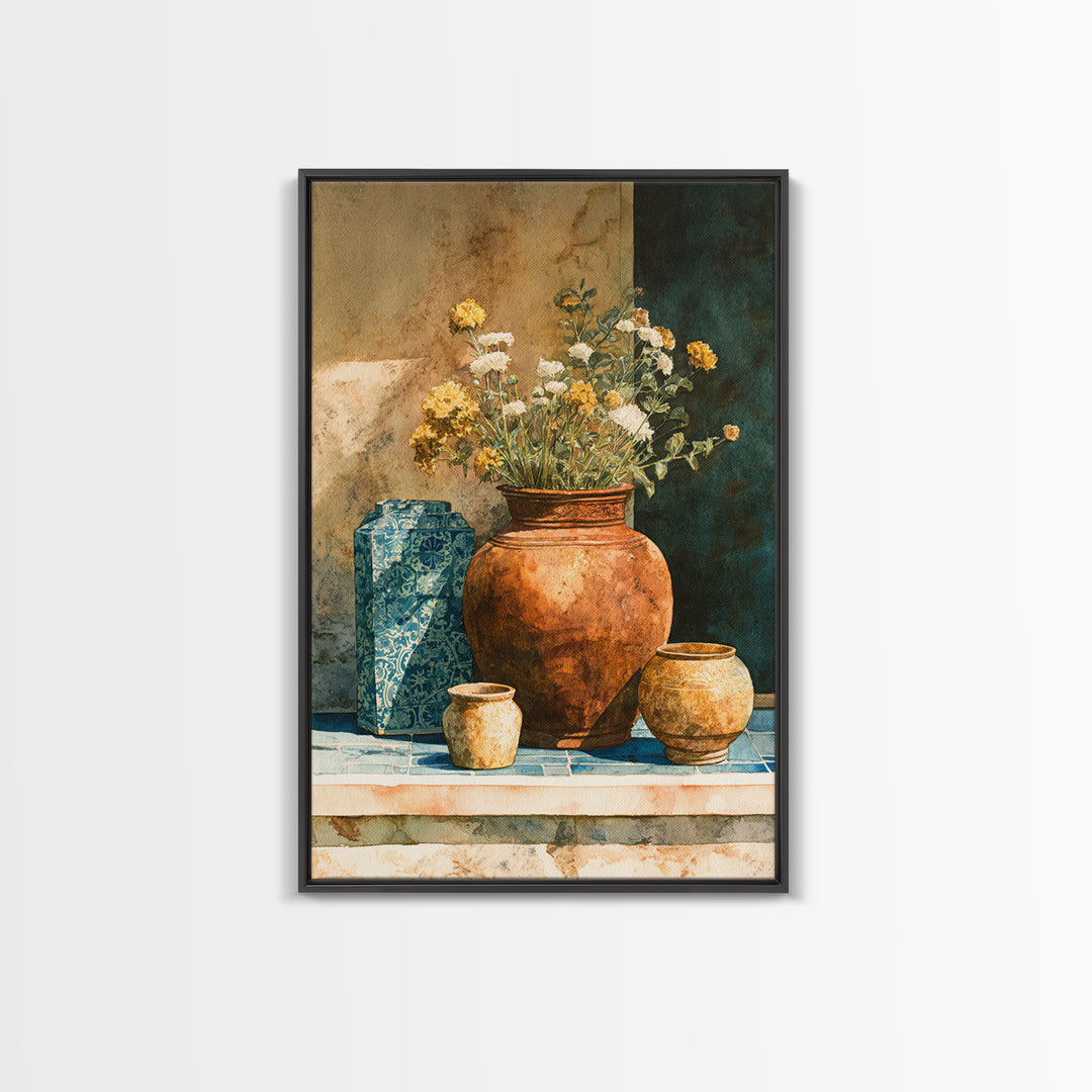 Antique Copper Pot and Flowers Still Life Canvas Print, French Country Art, Home Decor Gift, Farmhouse Decor, Fine Art, Country, FCA-2x3-32