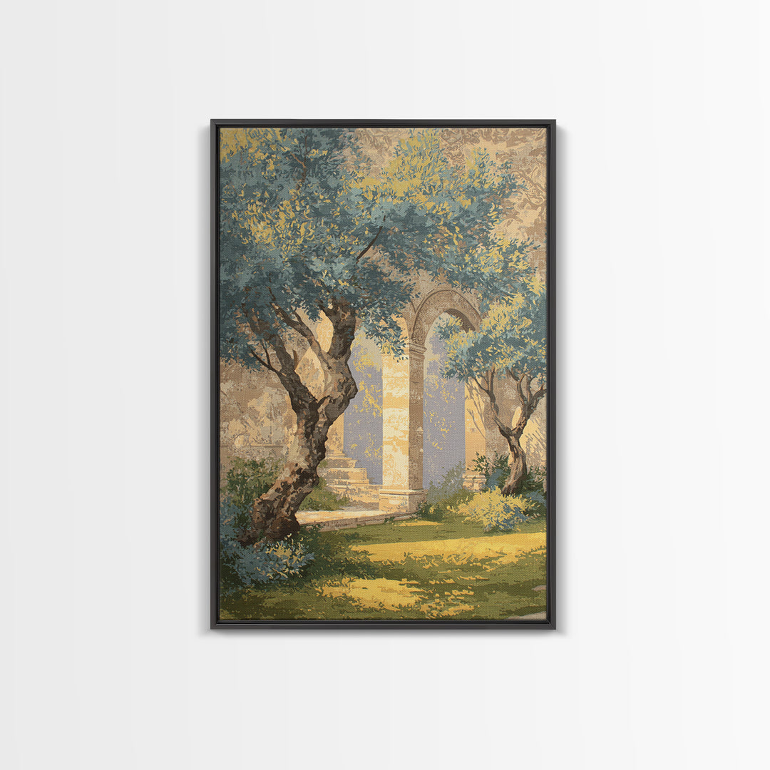 Sunlit Provence Olive Grove Framed Canvas Print, French Country Art, Neutral Decor, Farmhouse Decor, Fine Art, Country, FCA-2x3-37