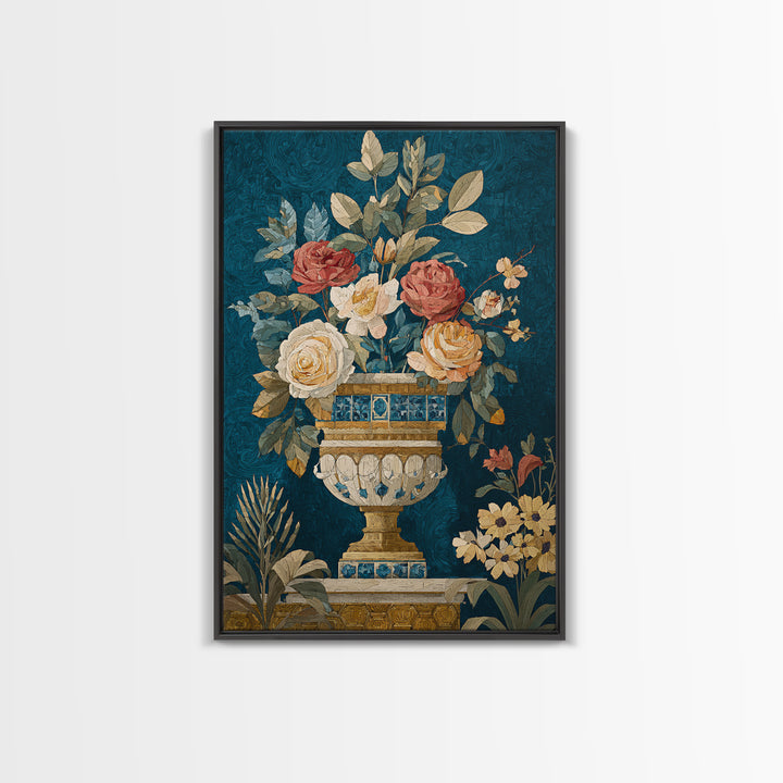 Ch Teau Garden Urn Framed Canvas Print, French Country Art, Digital Art Prints, Farmhouse Decor, Fine Art, Country, Home Decor, FCA-2x3-51