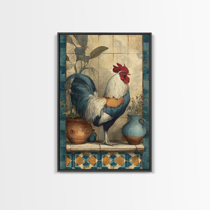 Rooster Portrait in Rustic French Palette Canvas Print, French Country Art, Luxury Decor, Farmhouse Decor, Fine Art, Country, FCA-2x3-58
