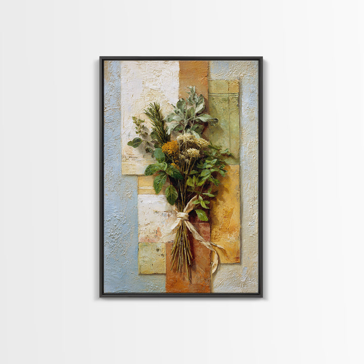 Farmhouse Kitchen Herbs Tied Framed Canvas Print, French Country Art, Room Decor, Farmhouse Decor, Fine Art, Country, FCA-2x3-69