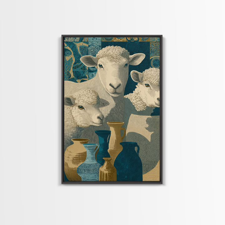 Pastoral Sheep in Rolling Countryside Canvas Print, French Country Art, Statement Artwork, Farmhouse Decor, Fine Art, Country, FCA-2x3-70