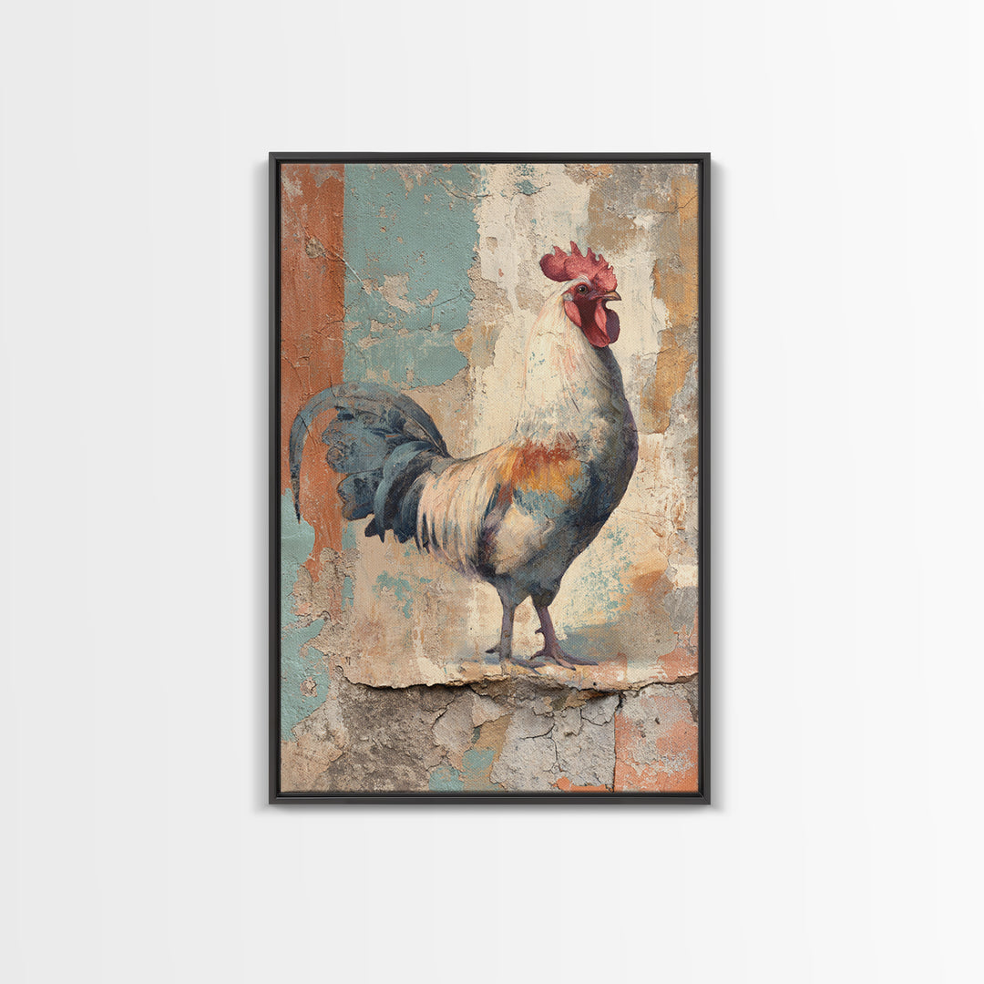 Rooster Portrait in Rustic French Palette Canvas Print, French Country Art, Luxury Decor, Farmhouse Decor, Fine Art, Country, FCA-2x3-82
