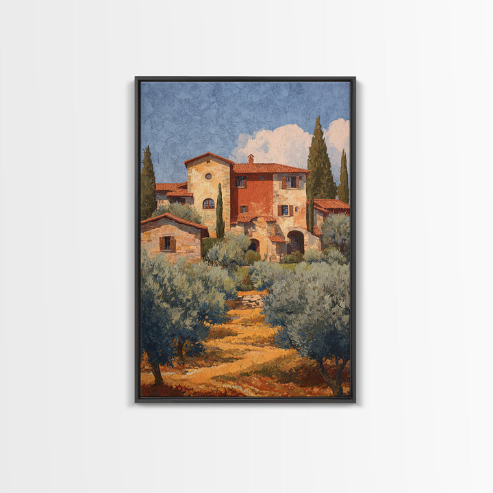 Sunlit Provence Olive Grove Framed Canvas Print, French Country Art, Contemporary Art, Farmhouse Decor, Fine Art, Country, FCA-2x3-85