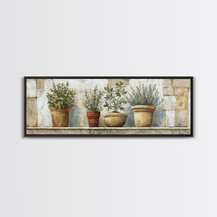 Terra Cotta Pots Canvas Print, French Country Art, Farmhouse Wall Art, Farmhouse Decor, Fine Art, Country, Boho Decor, FCA-3x1-3