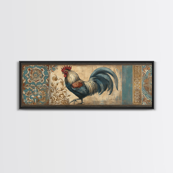 Rooster Portrait in Rustic French Palette Canvas Print, French Country Art, Farmhouse Decor, Oil Painting, Country, FCA-3x1-42