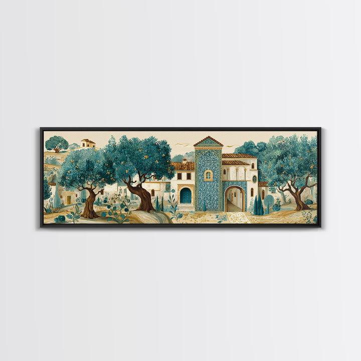 Sunlit Provence Olive Grove Canvas Print, French Country Art, Original Painting, Farmhouse Decor, Country, Coastal Wall Art, FCA-3x1-45