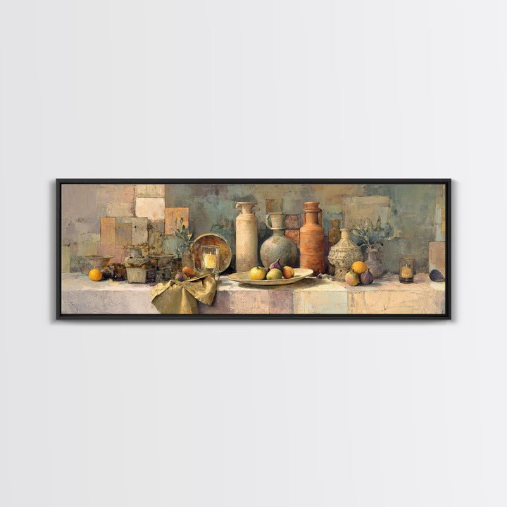 Figs on Ceramic Plate Canvas Print, French Country Art, Minimalist Decor, Farmhouse Decor, Abstract Art, Country, FCA-3x1-80