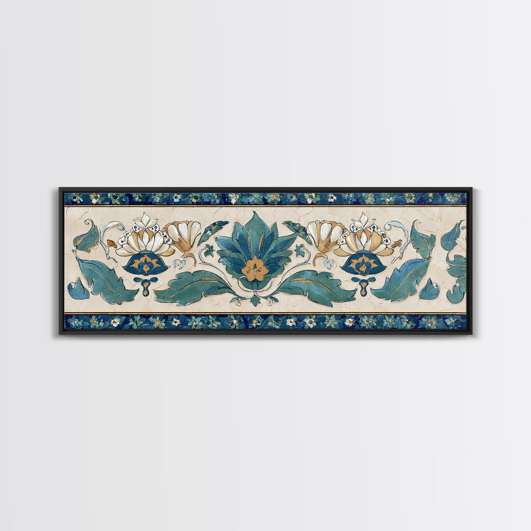 French Script Flourishes Without Readable Text Framed Canvas Print, French Country Art, Digital Art, Farmhouse Decor, Country, FCA-3x1-82