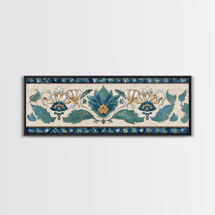 French Script Flourishes Without Readable Text Framed Canvas Print, French Country Art, Digital Art, Farmhouse Decor, Country, FCA-3x1-82
