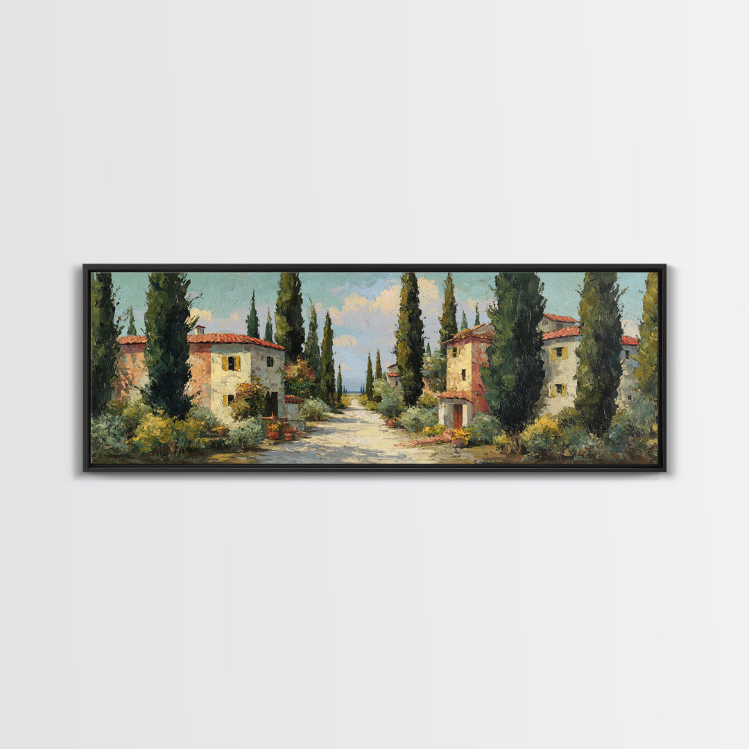 Country Lane Lined Framed Canvas Print, French Country Art, Contemporary Art, Farmhouse Decor, Abstract Art, Country, FCA-3x1-87
