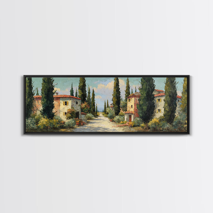 Country Lane Lined Framed Canvas Print, French Country Art, Contemporary Art, Farmhouse Decor, Abstract Art, Country, FCA-3x1-87
