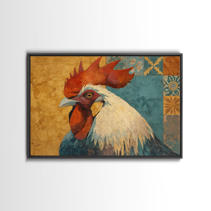 Rooster Portrait in Rustic French Palette Canvas Print, French Country Art, Original Painting, Farmhouse Decor, Country, FCA-3x2-30