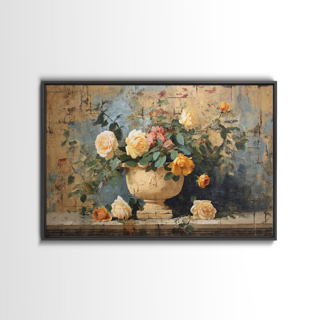 Ch Teau Garden Urn Framed Canvas Print, French Country Art, Digital Art Prints, Farmhouse Decor, Fine Art, Country, Home Decor, FCA-3x2-47