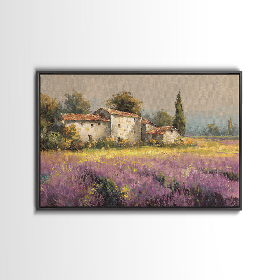 Lavender Field with Distant Stone Farmhouse Canvas Print, French Country Art, Printable Art, Farmhouse Decor, Fine Art, Country, FCA-3x2-53