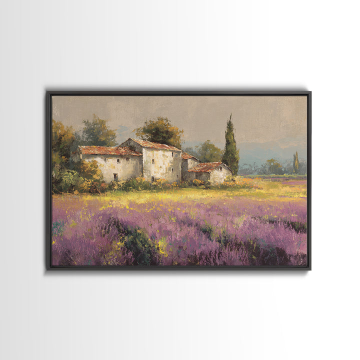 Lavender Field with Distant Stone Farmhouse Canvas Print, French Country Art, Printable Art, Farmhouse Decor, Fine Art, Country, FCA-3x2-53
