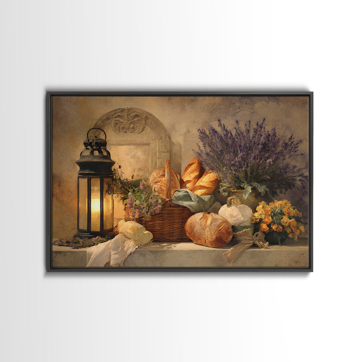 French Market Basket Framed Canvas Print, French Country Art, Farmhouse Wall Decor, Farmhouse Decor, Fine Art, Country, FCA-3x2-59
