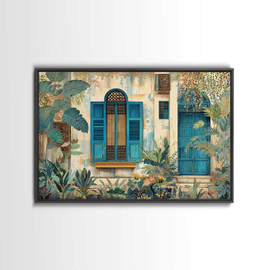 Weathered Window with Blue Shutters Canvas Print, French Country Art, Home Decor Gift, Farmhouse Decor, Fine Art, Country, FCA-3x2-73