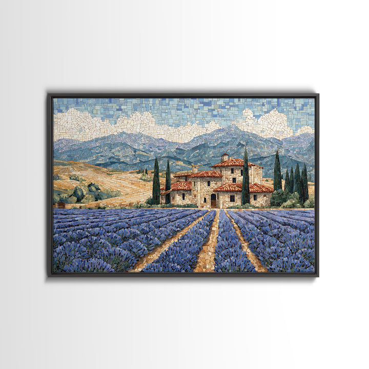 Lavender Field with Distant Stone Farmhouse Canvas Print, French Country Art, Farmhouse Wall Decor, Farmhouse Decor, Country, FCA-3x2-77