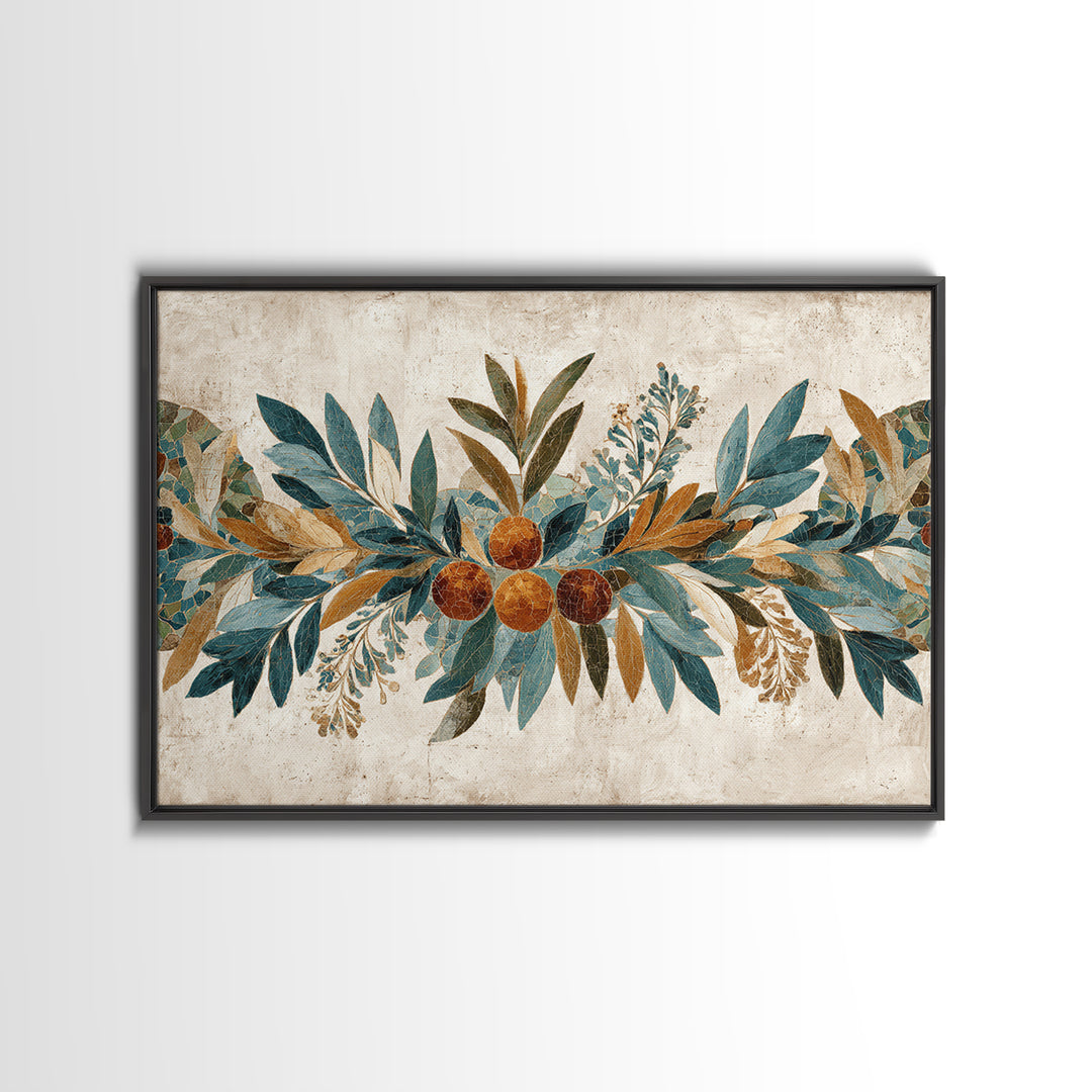 Olive Branch Wreath on Cream Ground Canvas Print, French Country Art, Printable Art, Farmhouse Decor, Oil Painting, Country, FCA-3x2-98