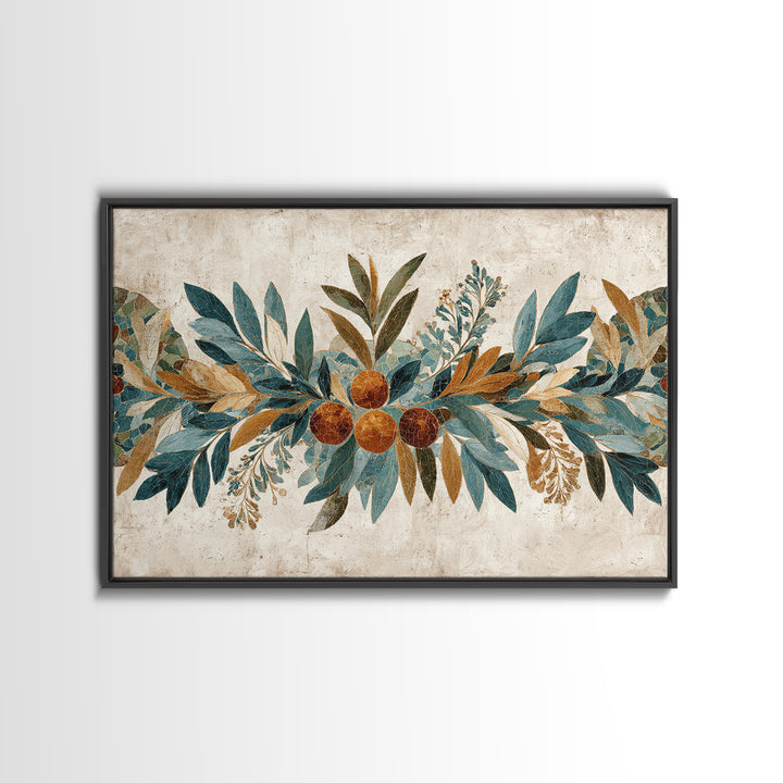 Olive Branch Wreath on Cream Ground Canvas Print, French Country Art, Printable Art, Farmhouse Decor, Oil Painting, Country, FCA-3x2-98