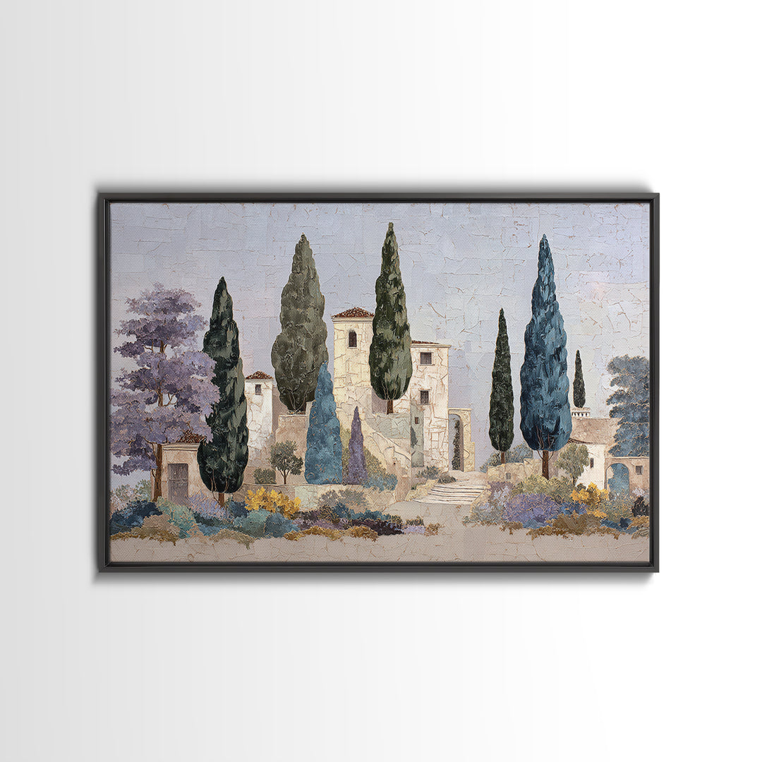 Country Lane Lined Framed Canvas Print, French Country Art, Floral Wall Art, Farmhouse Decor, Abstract Art, Country, FCA-3x2-99