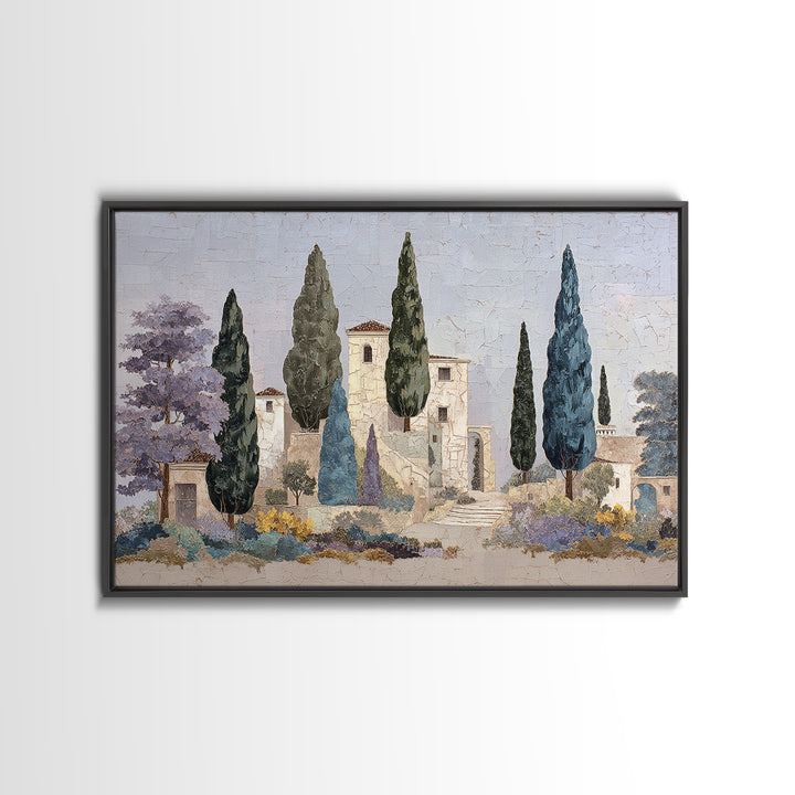 Country Lane Lined Framed Canvas Print, French Country Art, Floral Wall Art, Farmhouse Decor, Abstract Art, Country, FCA-3x2-99