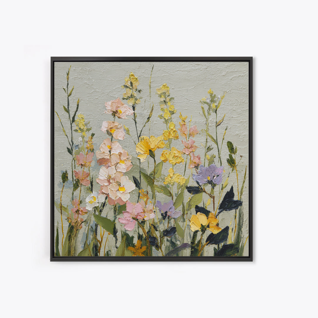 Wildflower Meadow in Loose Impressionist Paint Canvas Print, Floral Art, Art, Living Room Decor, Oil Painting, Bloom, FLO-1x1-99