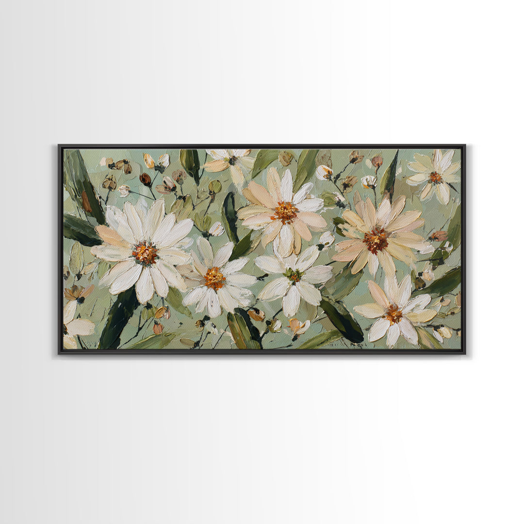 Wildflower Meadow in Loose Impressionist Paint Canvas Print, Floral Art, Mid Century Modern, Living Room Decor, Bloom, FLO-2x1-23