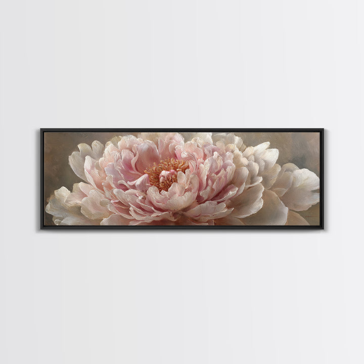 Oversized Blush Peony Canvas Print, Floral Art, Neutral Tone Abstract Floral Art, Living Room Decor, Fine Art, Bloom, FLO-3x1-41