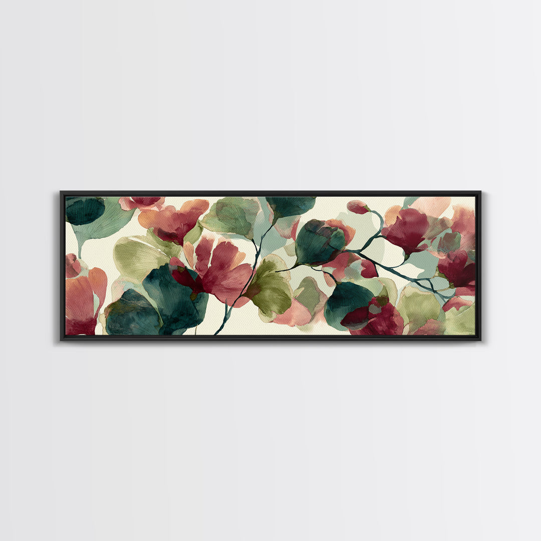 Abstract Flower Forms Framed Canvas Print, Floral Art, Peel Stick Wallpaper, Living Room Decor, Oil Painting, Bloom, FLO-3x1-82