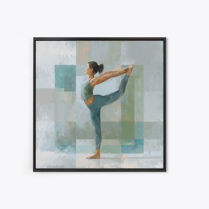 Female Athlete Stretching Framed Canvas Print, Fitness Studio Art, Aesthetic Room Decor, Gym Decor, Fine Art, Motion, FSA-1x1-27
