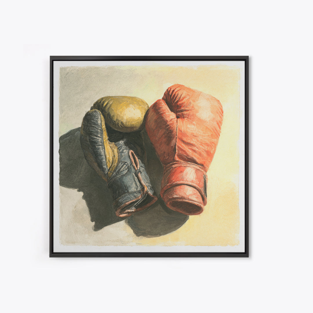 Boxing Gloves Still Life Framed Canvas Print, Fitness Studio Art, Gym Poster, Gym Decor, Fine Art, Motion, Modern Decor, FSA-1x1-29
