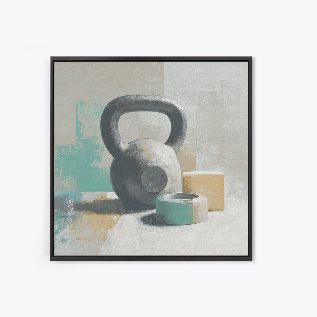 Kettlebell and Chalk Dust Canvas Print, Fitness Studio Art, Home Gym Sign, Gym Decor, Oil Painting, Motion, Motivational Canvas, FSA-1x1-30