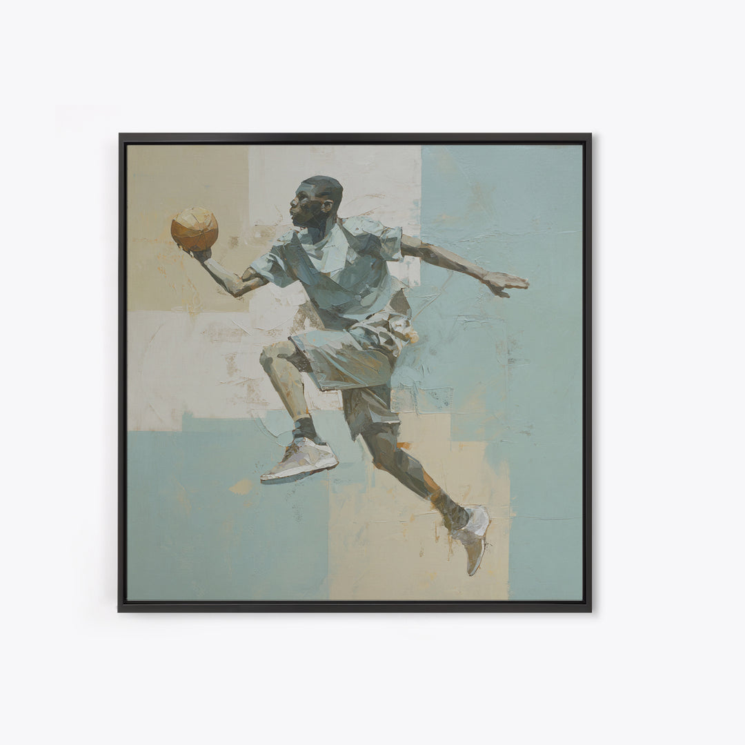 Basketball Player in Explosive Motion Framed Canvas Print, Fitness Studio Art, Home Gym Decor, Gym Decor, Fine Art, Motion, FSA-1x1-46