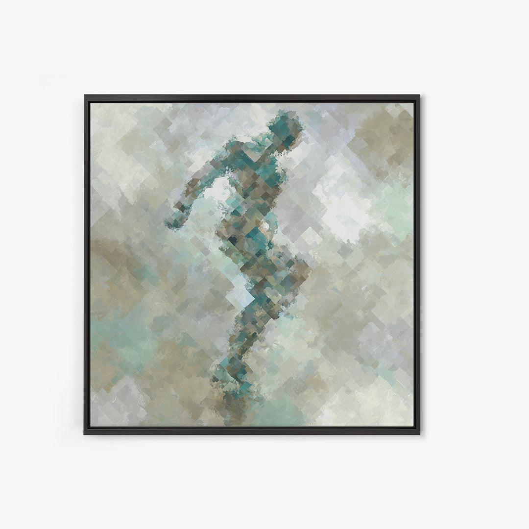 Abstract Human Figure Framed Canvas Print, Fitness Studio Art, Gym Poster, Gym Decor, Oil Painting, Motion, Modern Decor, FSA-1x1-74