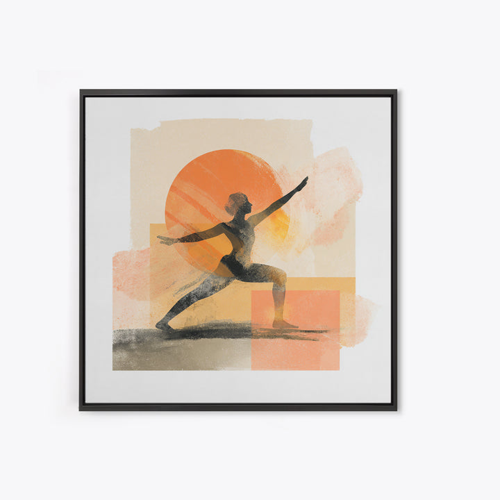 Yoga Warrior Pose Framed Canvas Print, Fitness Studio Art, Motivational Canvas, Gym Decor, Fine Art, Motion, Textured Painting, FSA-1x1-79