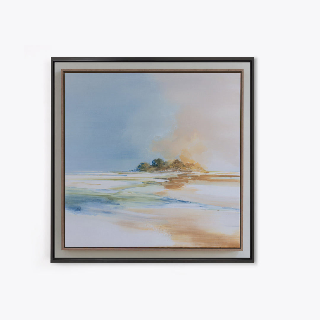 Tropical Trail Hike Landscape for Wellness Mood Framed Canvas Print, Fitness Studio Art, Dance Studio Decor, Gym Decor, Motion, FSA-1x1-93