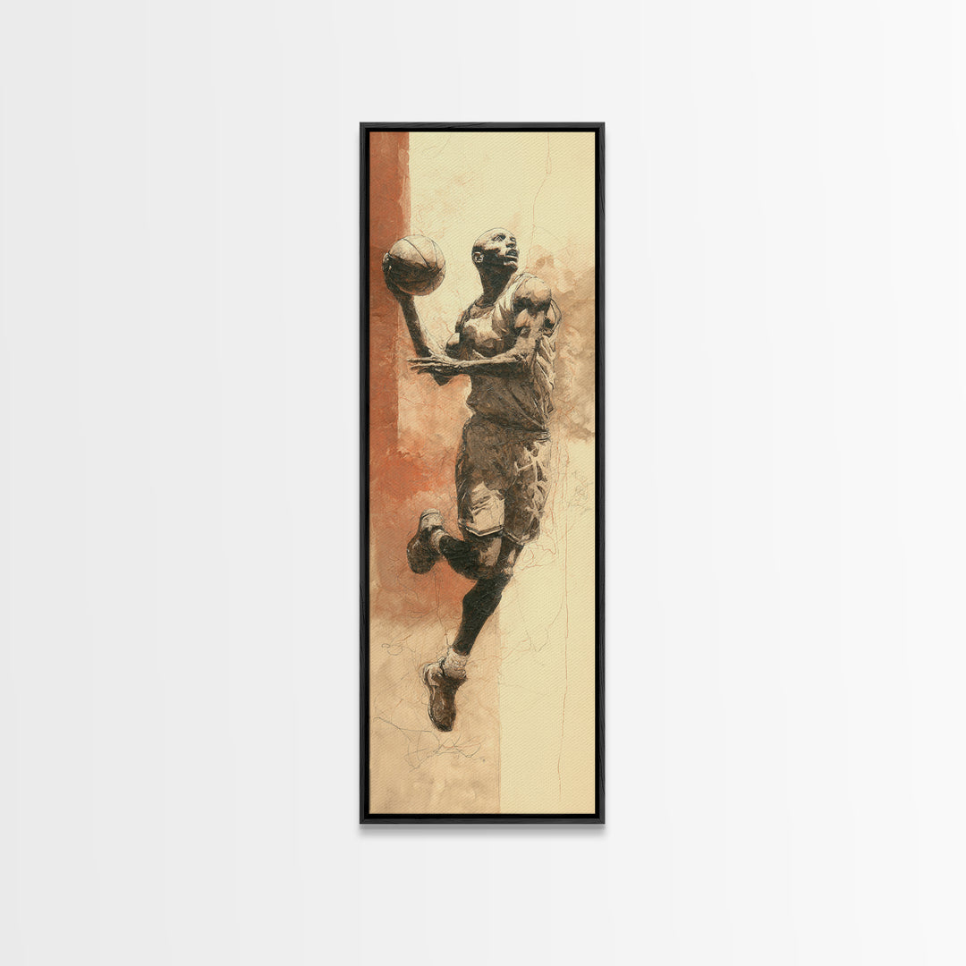 Basketball Player in Explosive Motion Canvas Print, Fitness Studio Art, Black and White Art, Gym Decor, Fine Art, Motion, FSA-1x3-10