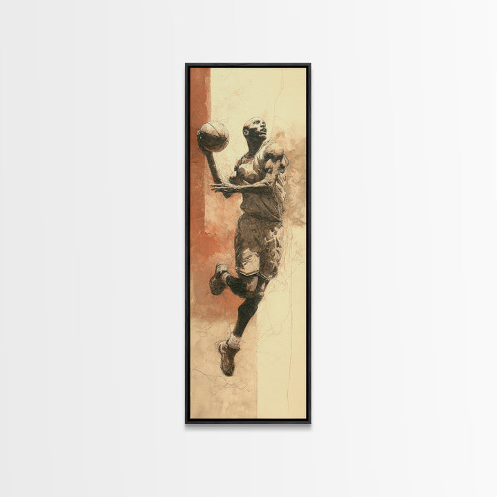 Basketball Player in Explosive Motion Canvas Print, Fitness Studio Art, Black and White Art, Gym Decor, Fine Art, Motion, FSA-1x3-10