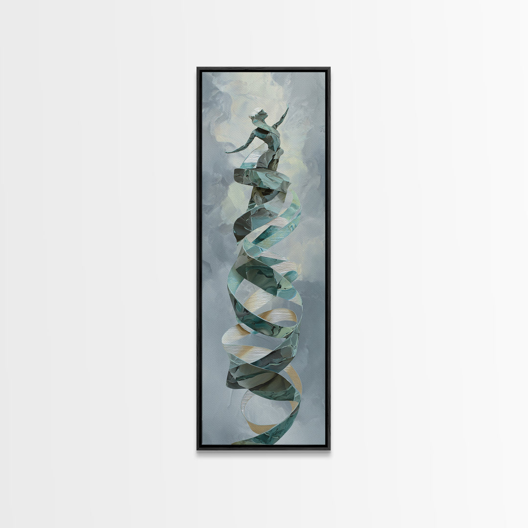 Gymnast Ribbon Forming a Spiral Composition Canvas Print, Fitness Studio Art, Printable Art, Gym Decor, Fine Art, Motion, FSA-1x3-11