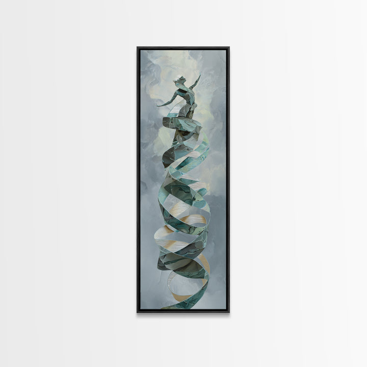 Gymnast Ribbon Forming a Spiral Composition Canvas Print, Fitness Studio Art, Printable Art, Gym Decor, Fine Art, Motion, FSA-1x3-11