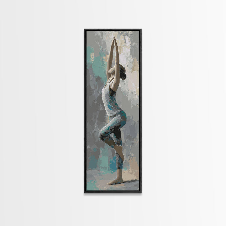 Yoga Warrior Pose Canvas Print, Fitness Studio Art, Wall Decor, Gym Decor, Fine Art, Motion, Contemporary Art, Wall Art, FSA-1x3-43