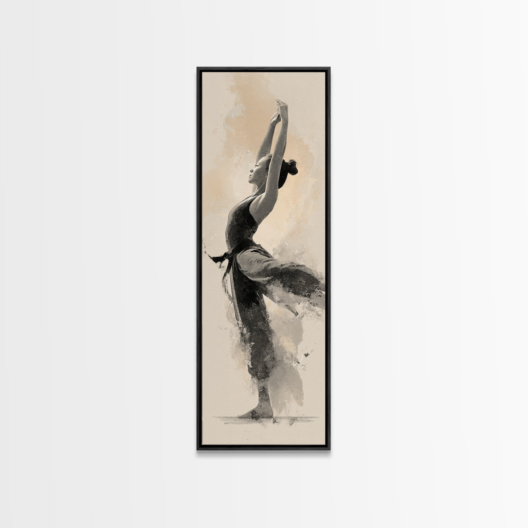 Martial Artist Pose Framed Canvas Print, Fitness Studio Art, Room Decor, Gym Decor, Fine Art, Motion, Motivational Poster, FSA-1x3-79