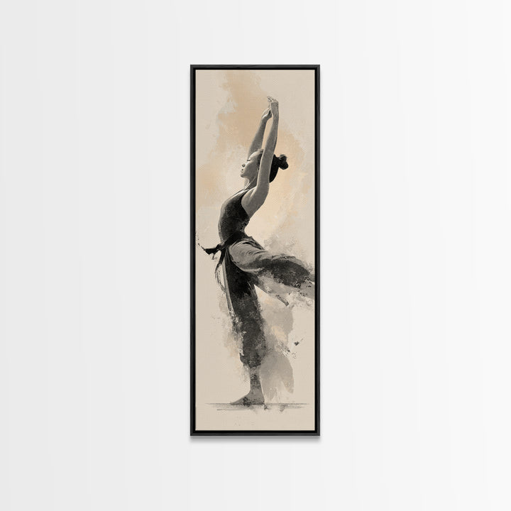 Martial Artist Pose Framed Canvas Print, Fitness Studio Art, Room Decor, Gym Decor, Fine Art, Motion, Motivational Poster, FSA-1x3-79