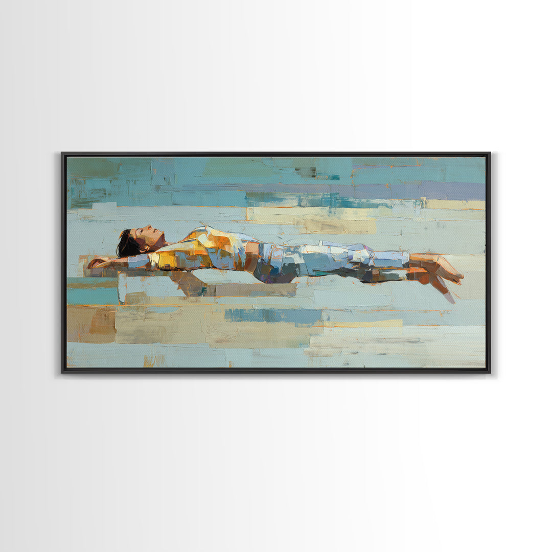 Cycling Figure in Bold Speed Lines Framed Canvas Print, Fitness Studio Art, Dancing Wall Art, Gym Decor, Fine Art, Motion, FSA-2x1-100