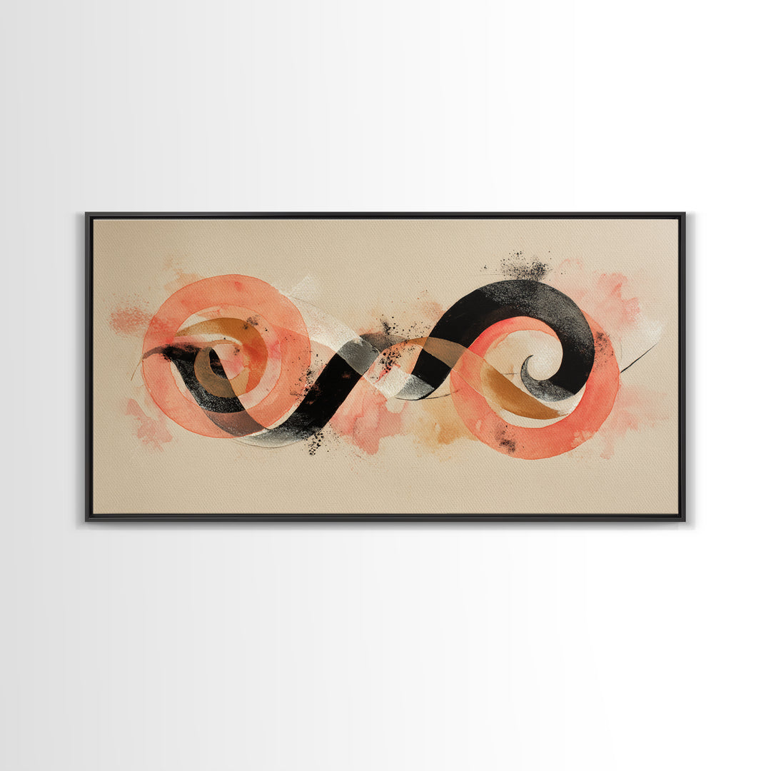 Gymnast Ribbon Forming a Spiral Composition Framed Canvas Print, Fitness Studio Art, Gym Poster, Gym Decor, Fine Art, Motion, FSA-2x1-19