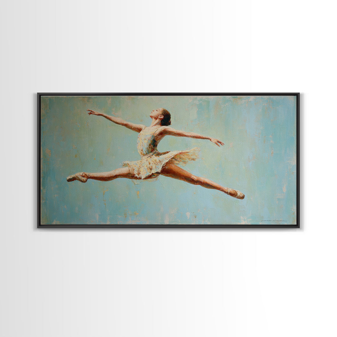 Dancer Leap with Painterly Energy Canvas Print, Fitness Studio Art, Metal Wall Art, Gym Decor, Fine Art, Motion, Home Gym Decor, FSA-2x1-31