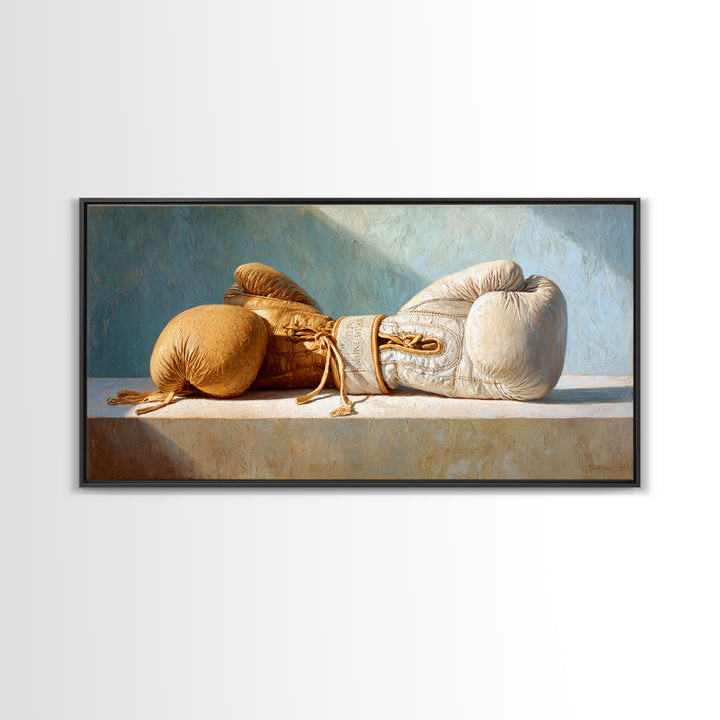 Boxing Gloves Still Life Framed Canvas Print, Fitness Studio Art, Contemporary Art, Gym Decor, Motion, Aesthetic Room Decor, FSA-2x1-97